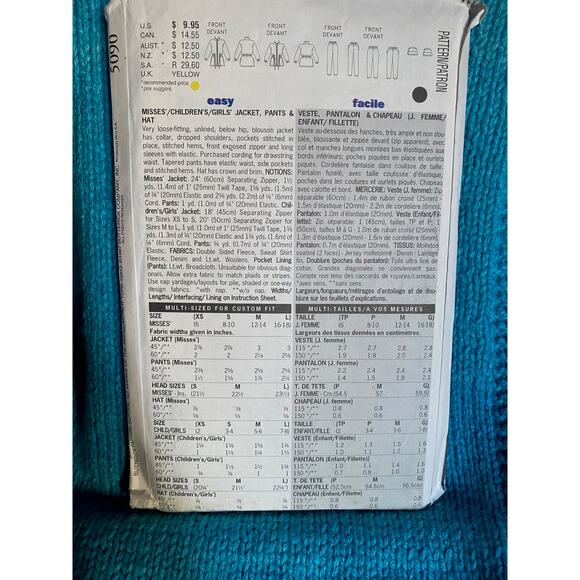 Butterick Sewing pattern 5090 mom girls top hat pants - Picture 2 of 7